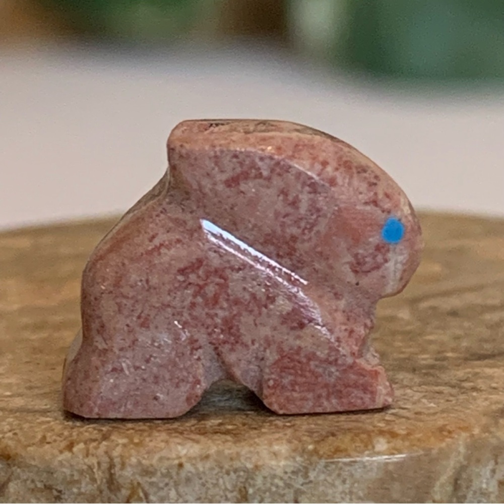 Zuni Style Rabbit Fetish Bead Drilled Stone Native American Mini Animal Bunny .5